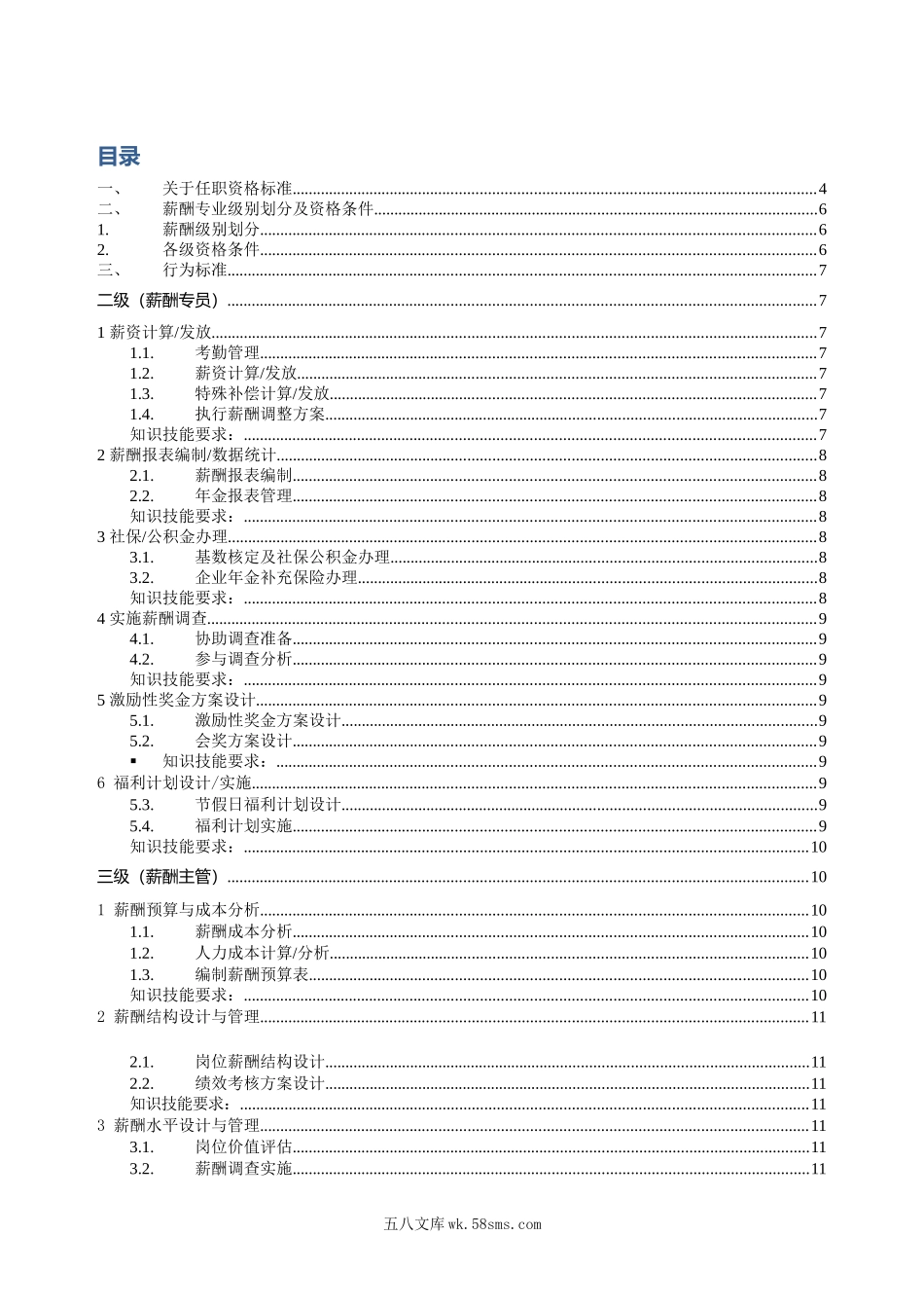 【模板】薪酬专业任职资格标准.docx_第1页