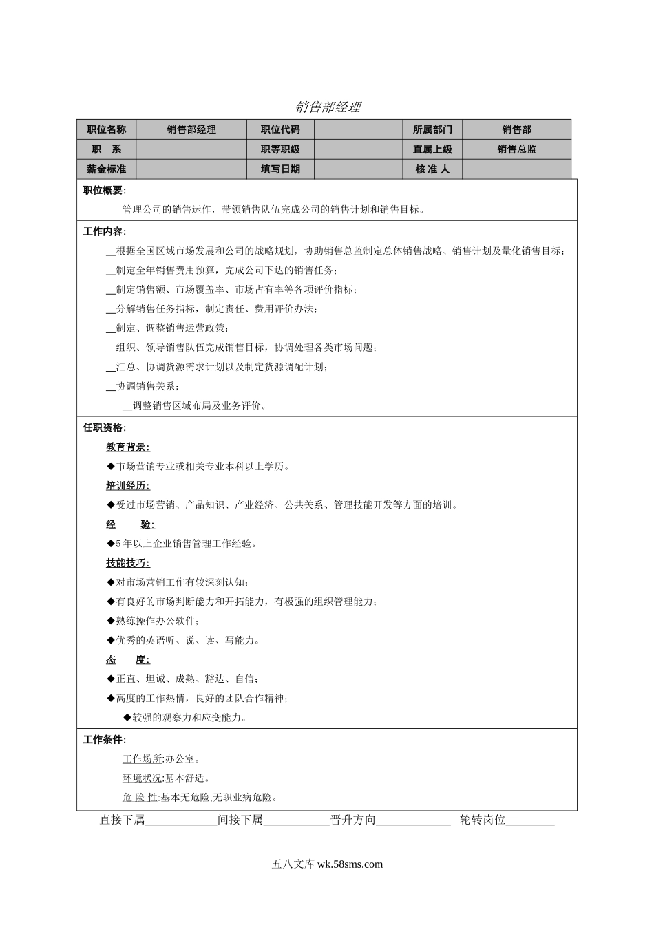 销售部经理职能说明书.doc_第1页