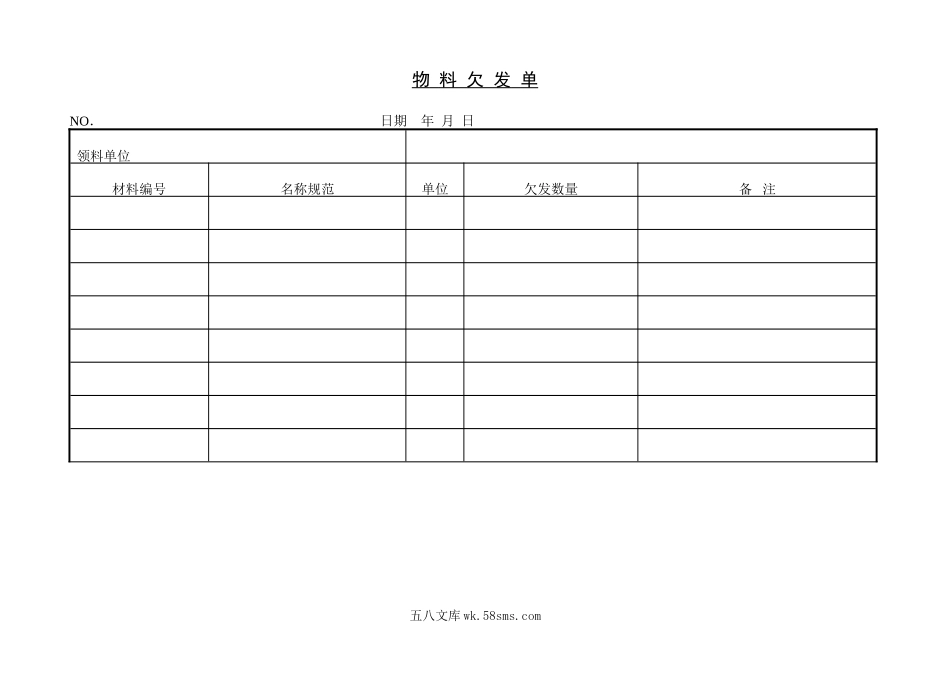 物料欠发单.doc_第1页