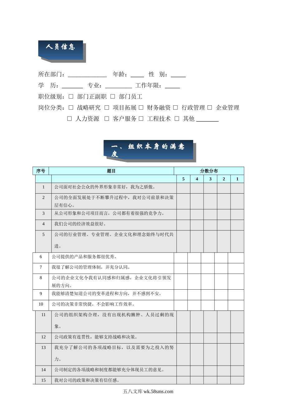 员工满意度专业调查问卷.doc_第2页