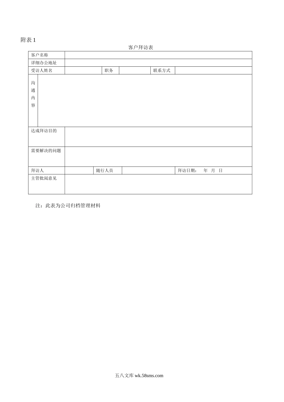 公司营销中心工作管理表格.doc_第1页