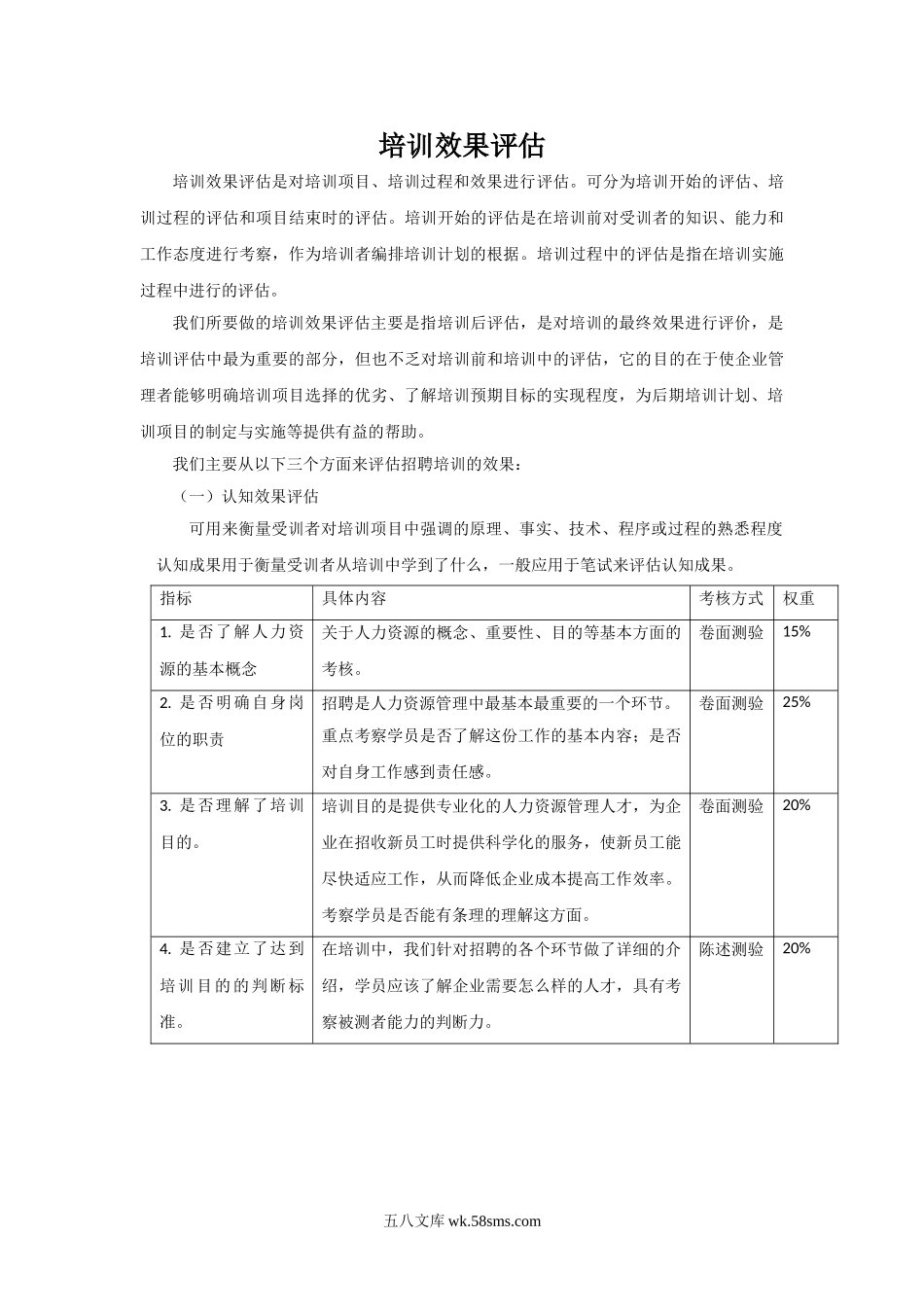 培训效果的评估反馈（附件：海尔集团招聘培训考察试卷）.doc_第1页