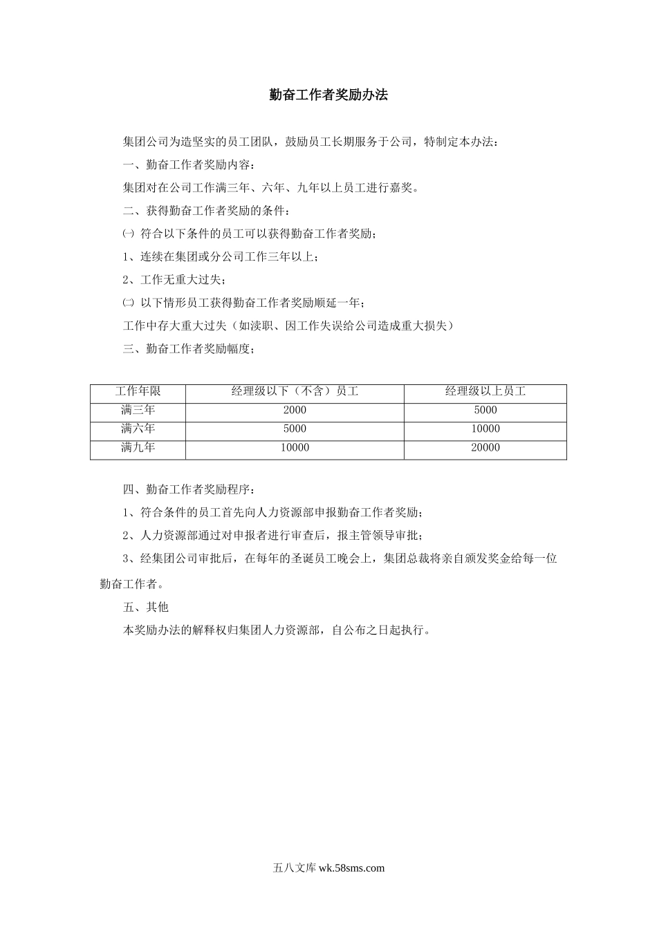 勤奋工作者奖励办法.doc_第1页