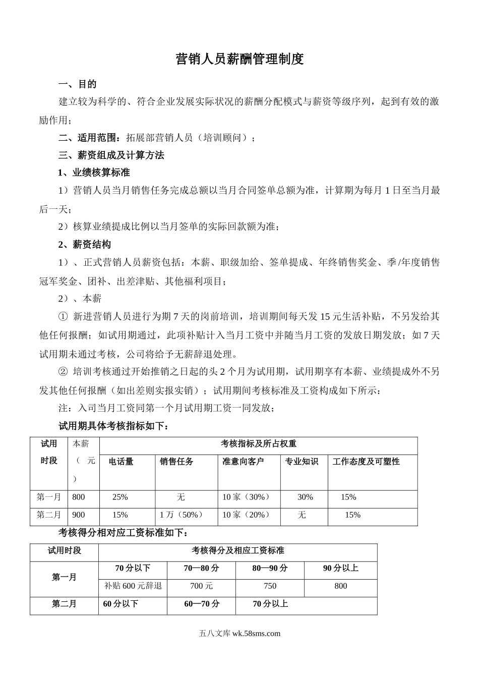 营销人员薪酬管理制度.doc_第1页