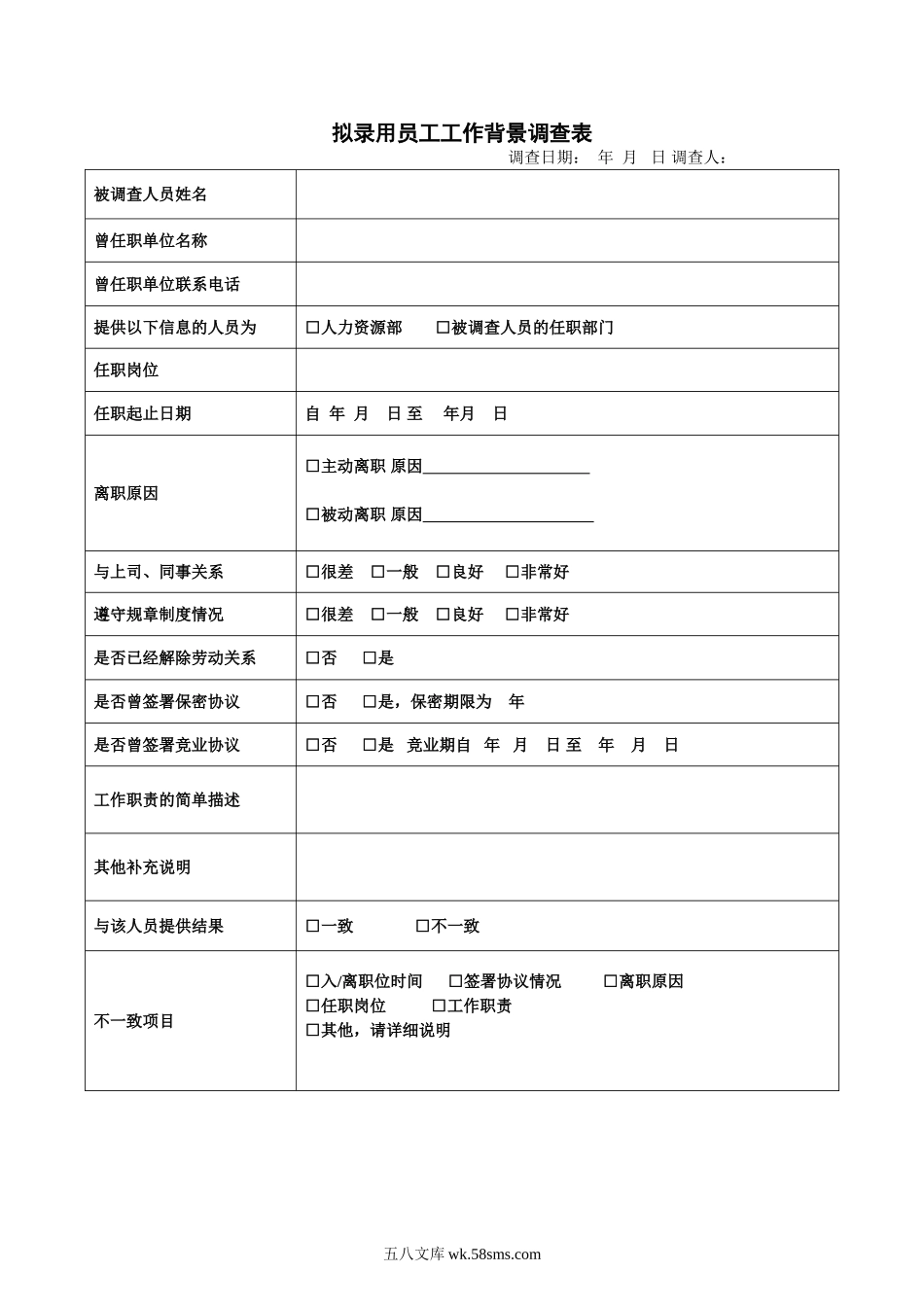 招聘拟录用员工工作背景调查表.doc_第1页