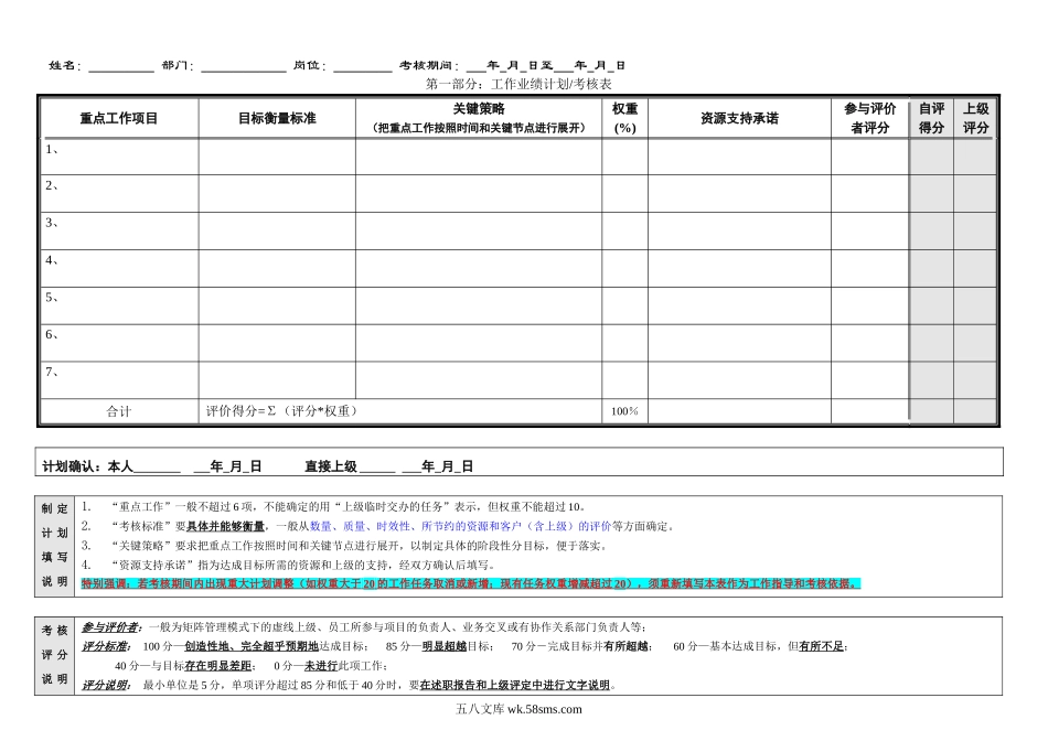 绩效计划考核表.doc_第1页