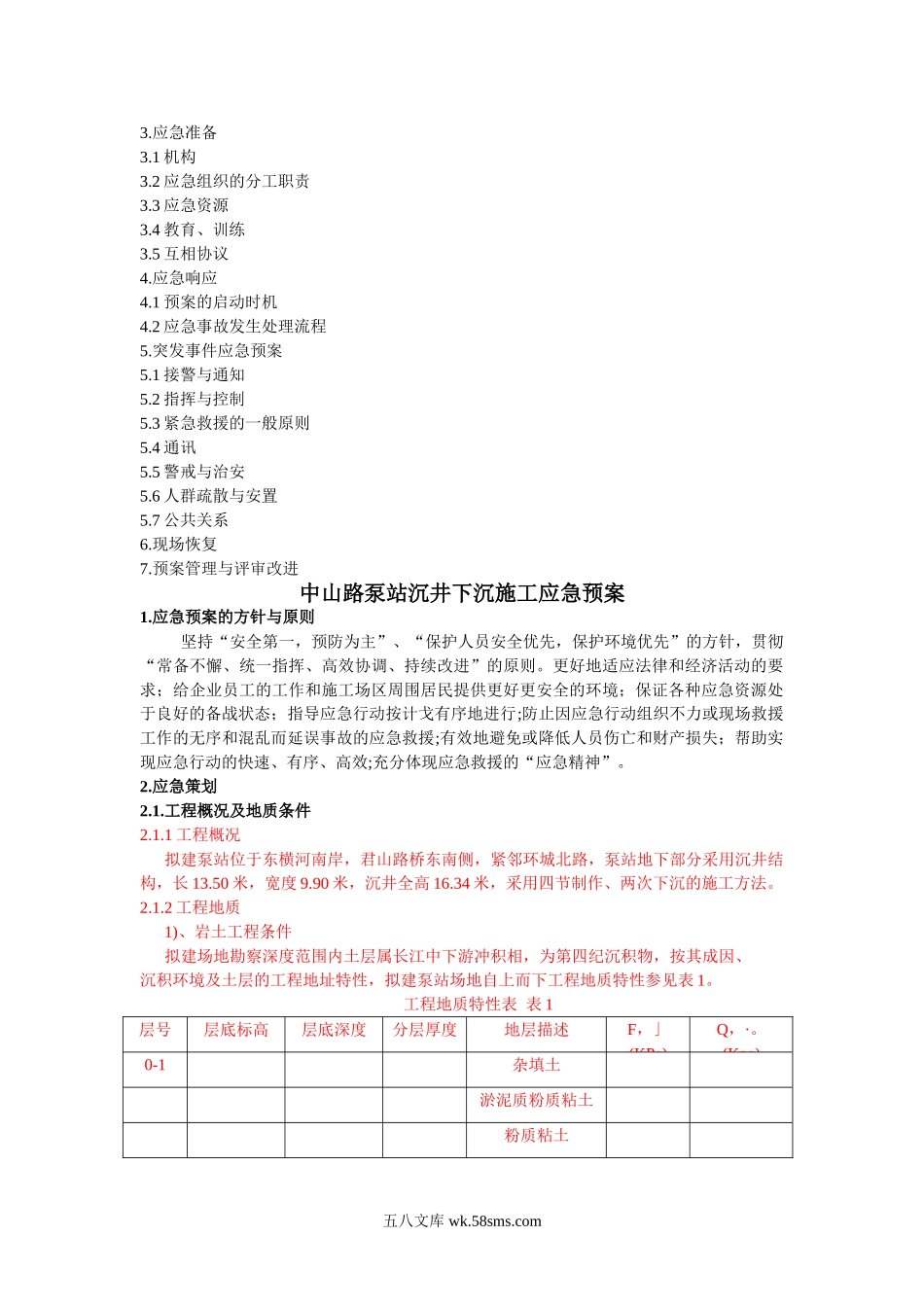 江阴市东横河污水截流系统工程沉井下沉施工应急预案.doc_第2页