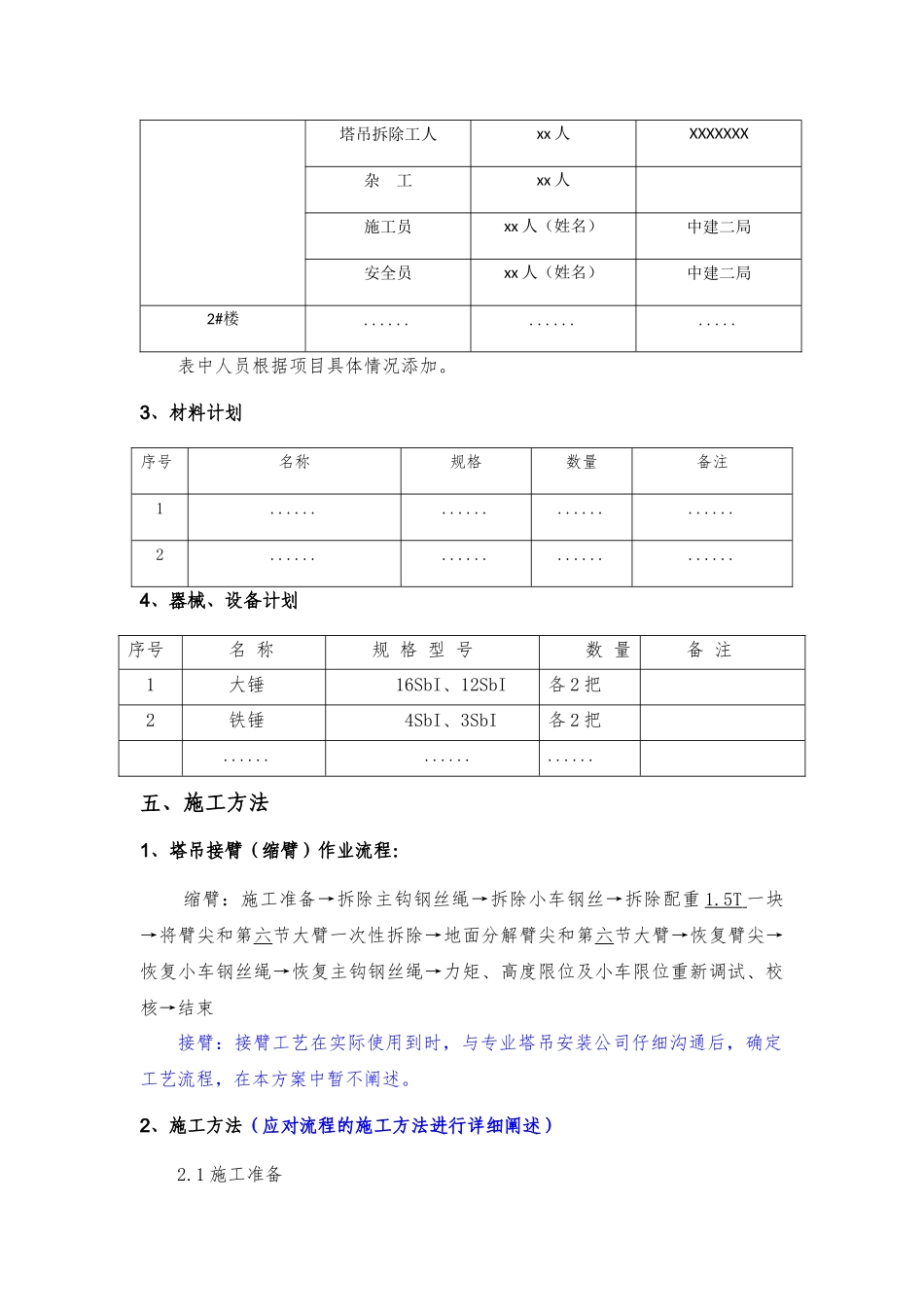 xx项目塔吊接臂（缩臂）安全专项施工方案编制审核要点.docx_第3页