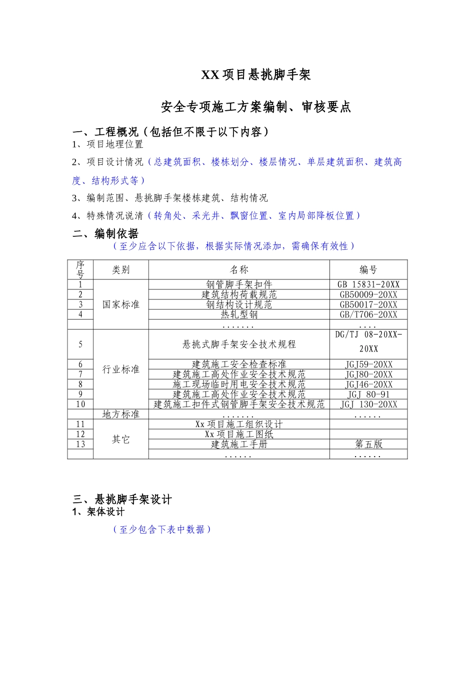 XX项目悬挑脚手架安全专项施工方案编制审核要点.doc_第1页