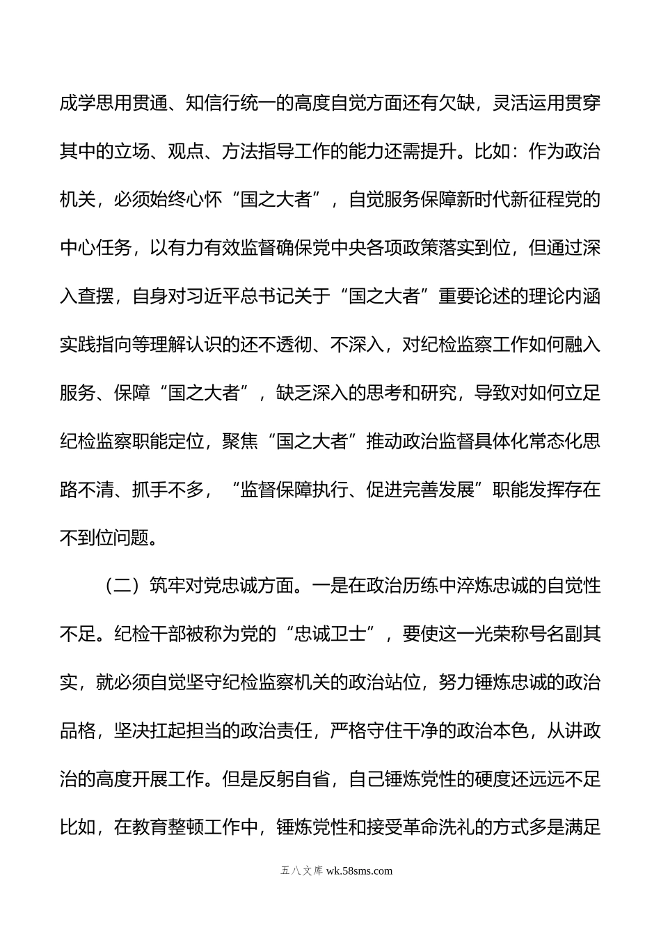 某市纪委书记年主题教育暨教育整顿专题民主生活会对照检查材料.doc_第2页