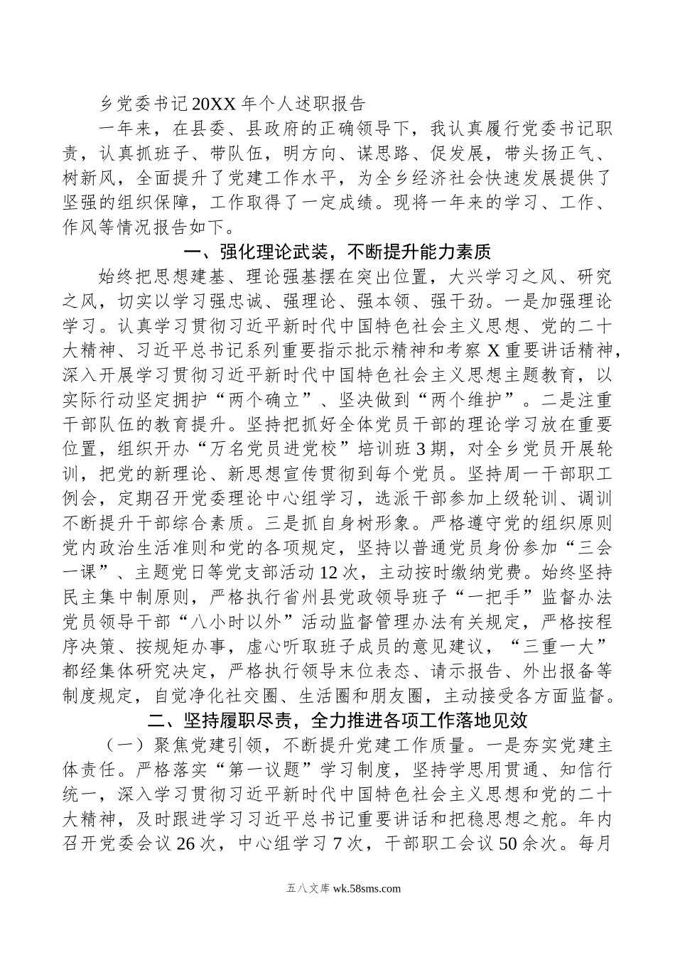 乡党委书记年个人述职报告.doc_第1页