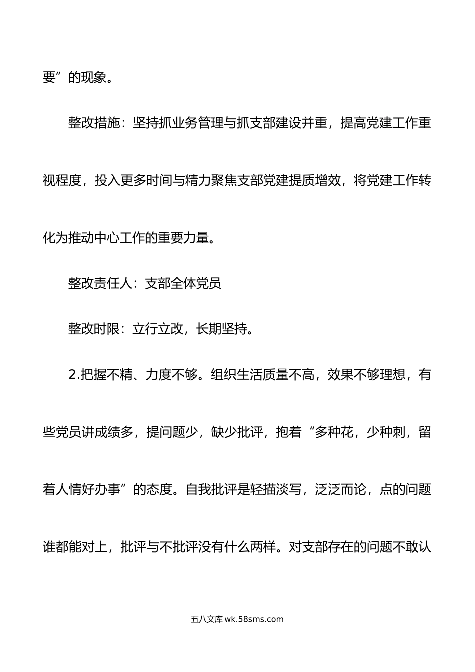 年度组织生活会党支部班子问题整改清单措施初.doc_第2页