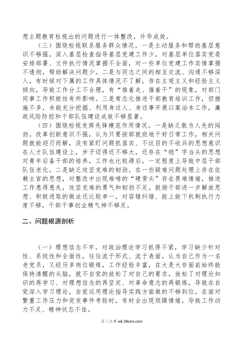 班子成员20XX年专题组织生活会个人对照检查材料（四个检视）.docx_第2页