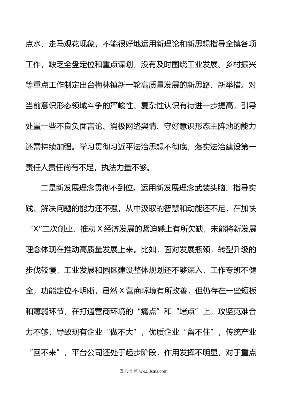 XX乡镇关于巡察整改专题民主生活会个人对照检查.doc_第2页