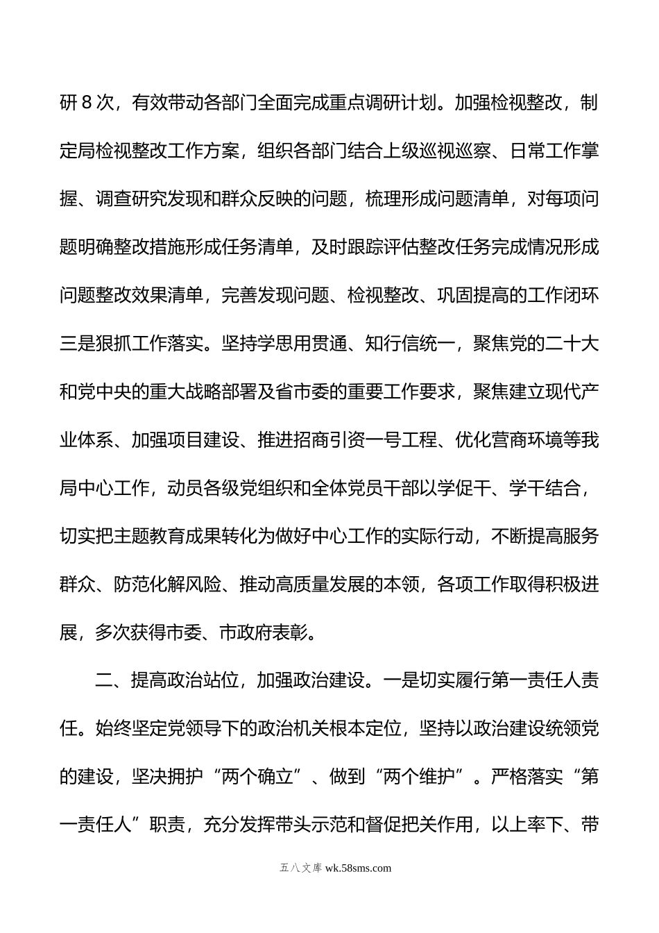 市局党组书记年履行全面从严治党主体责任工作情况报告.doc_第3页