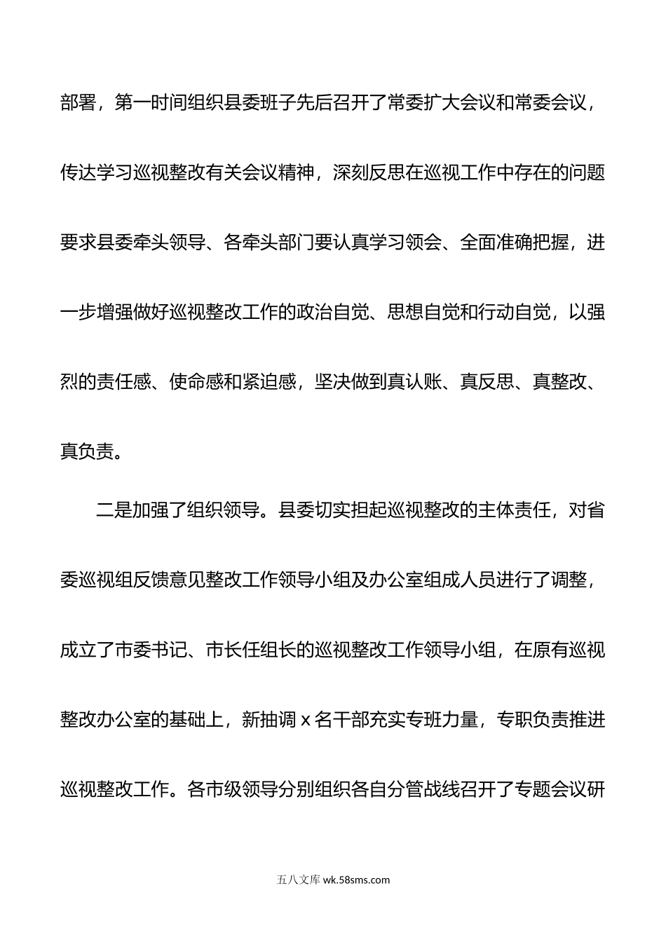 对县委巡视整改情况监督工作汇报范文.doc_第2页