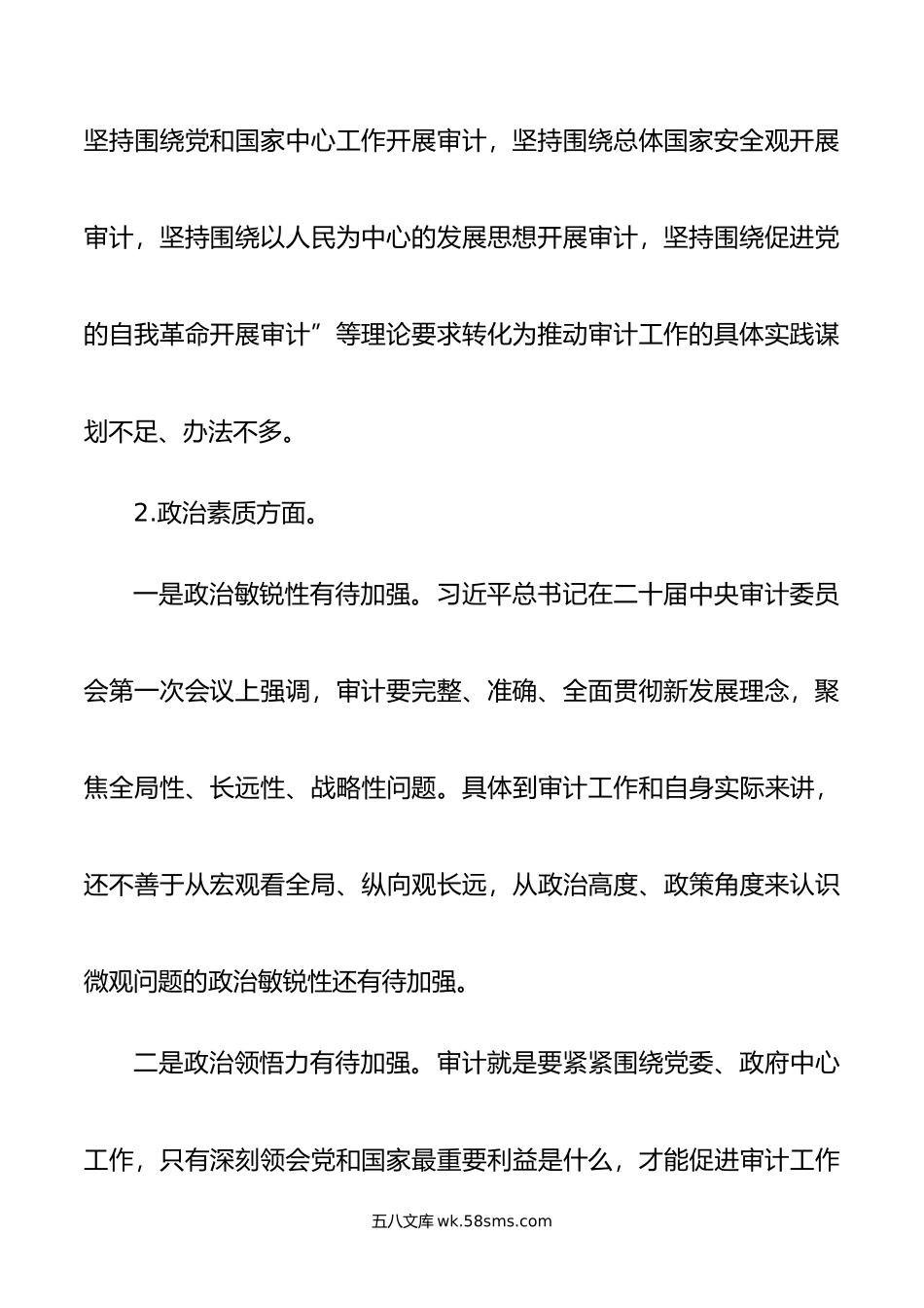 审计局党组书记主题教育民主生活会材料.doc_第3页