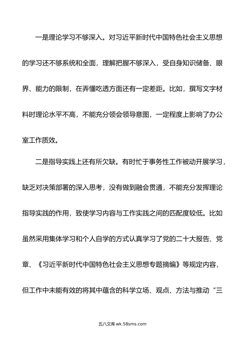 办公室主任主题教育专题民主生活会个人对照检查发言提纲.doc_第2页