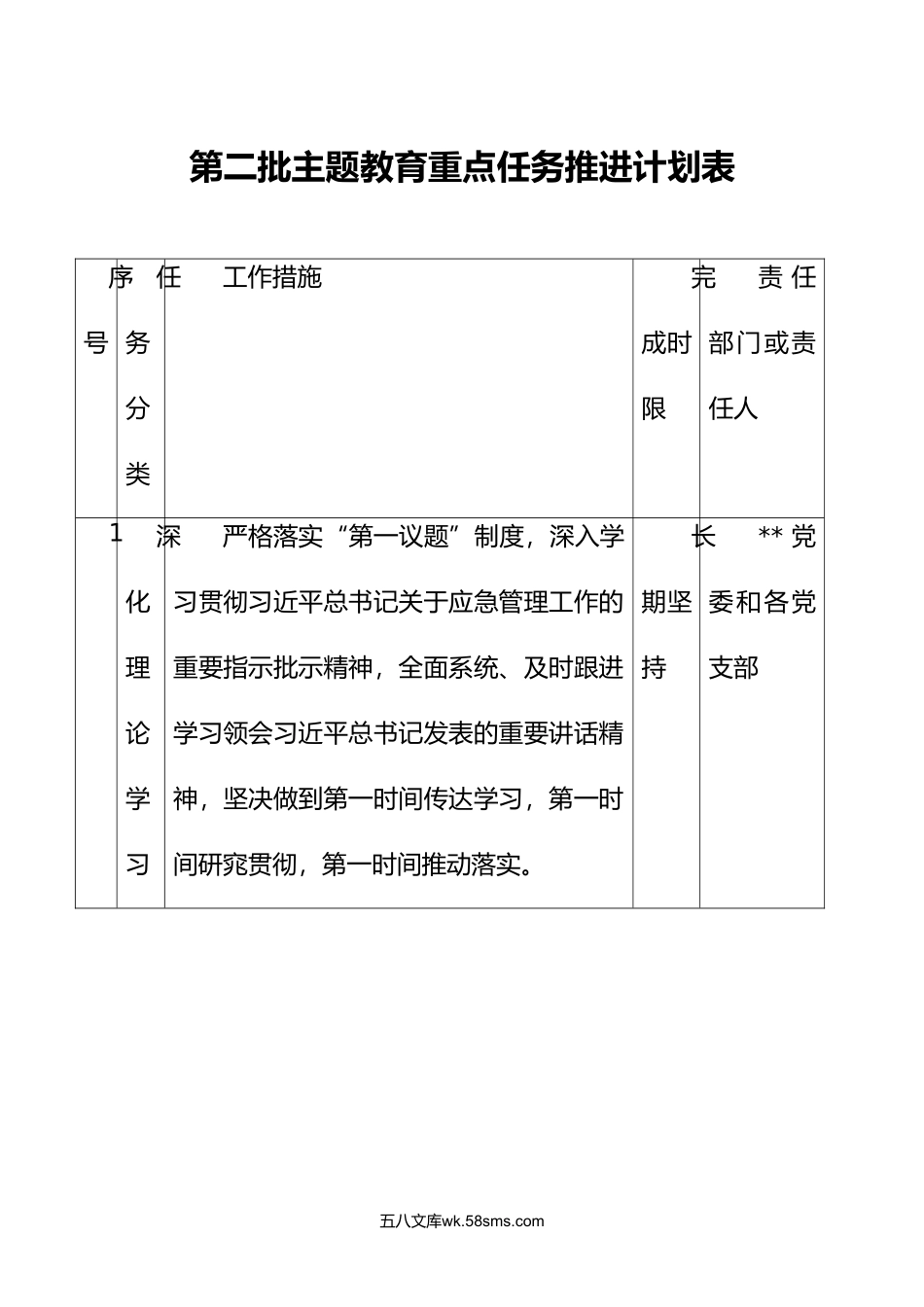 第二批主题教育重点任务推进计划表.doc_第1页