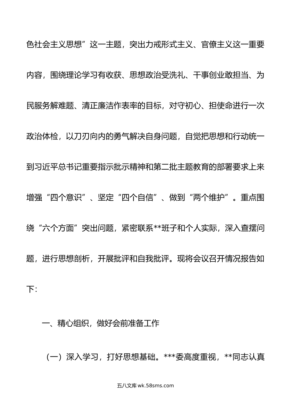 年第一批主题教育专题民主生活会召开情况报告.doc_第2页