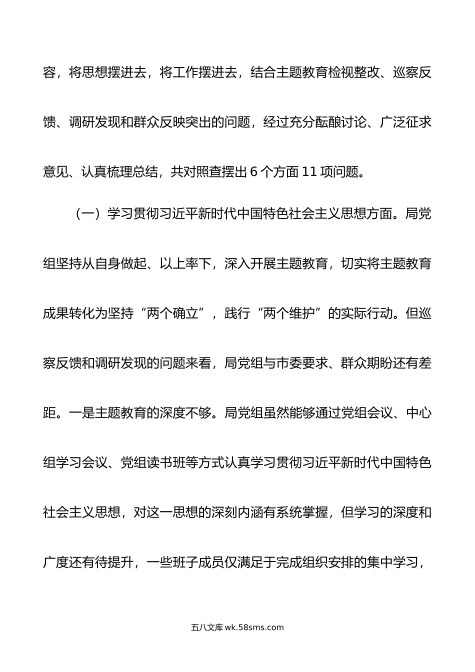 市局领导班子年专题民主生活会对照检查材料.doc_第2页