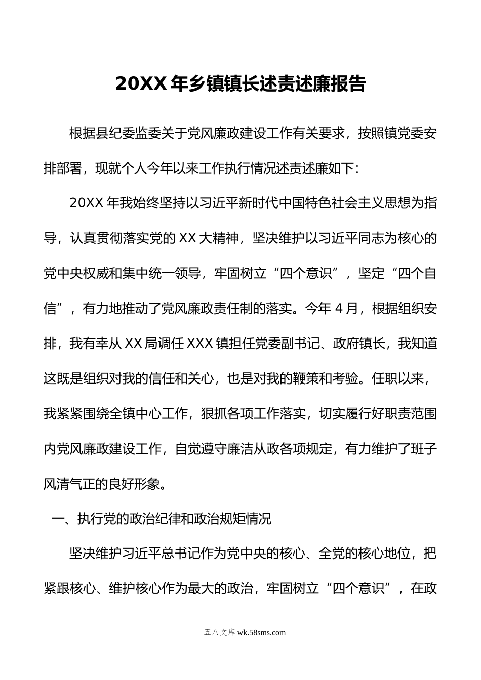 年乡镇镇长述责述廉报告.doc_第1页