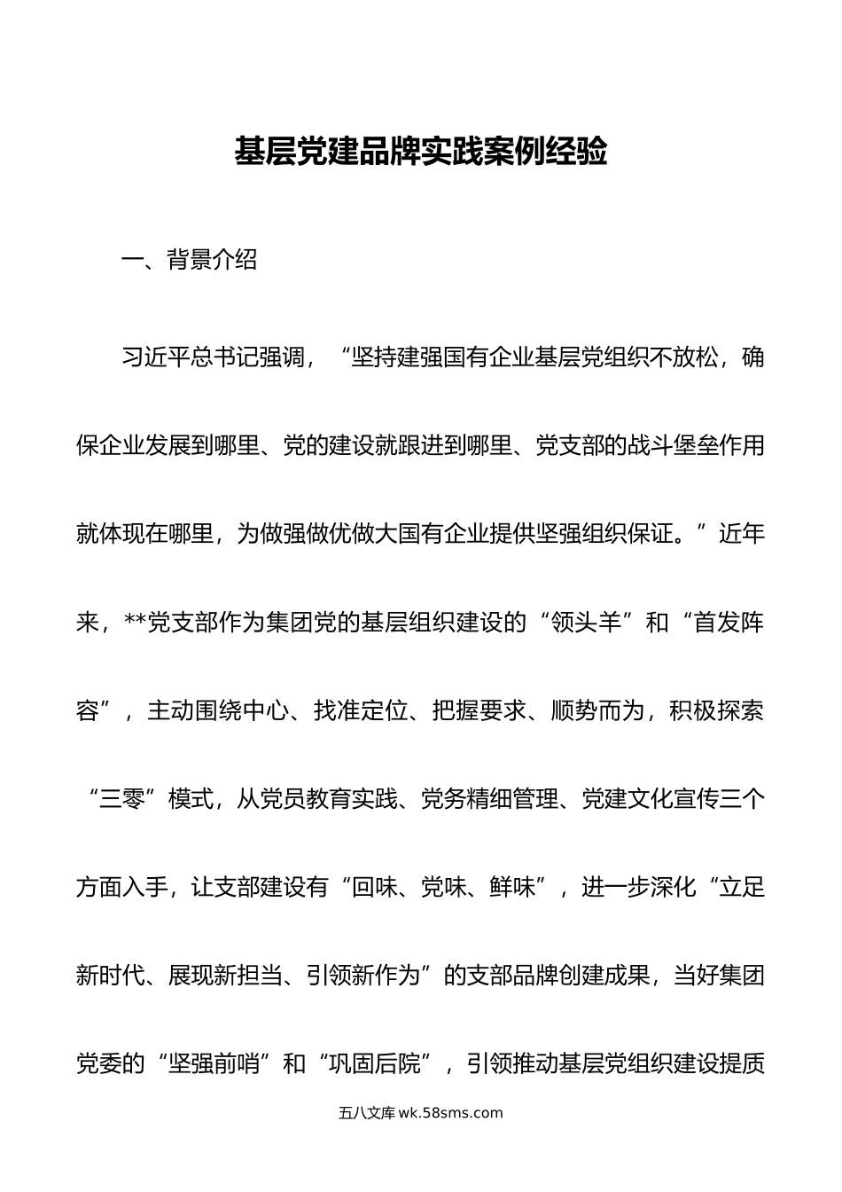 基层党建品牌实践案例经验.docx_第1页