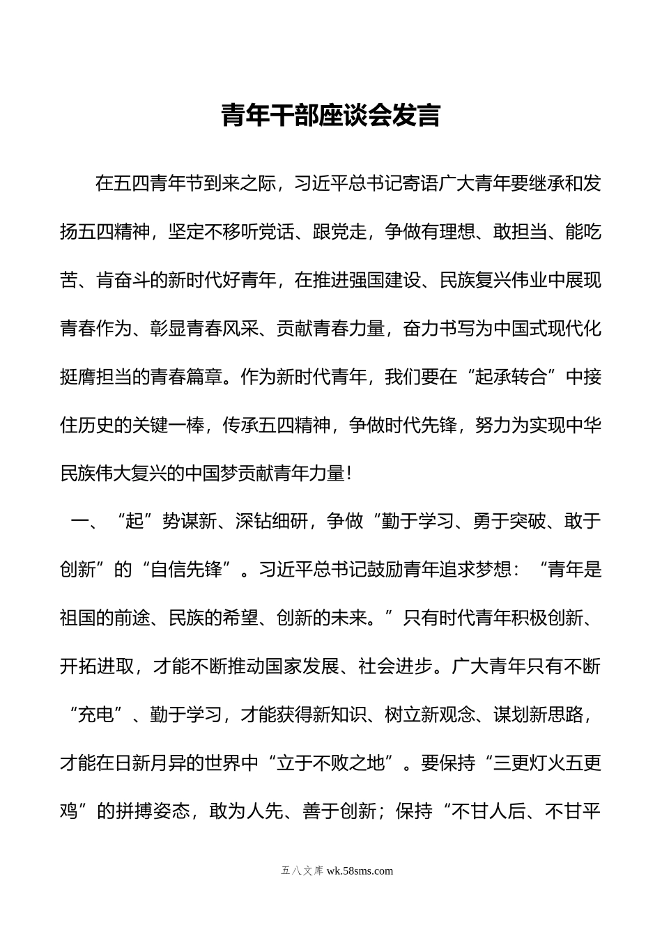 青年干部座谈会发言.doc_第1页