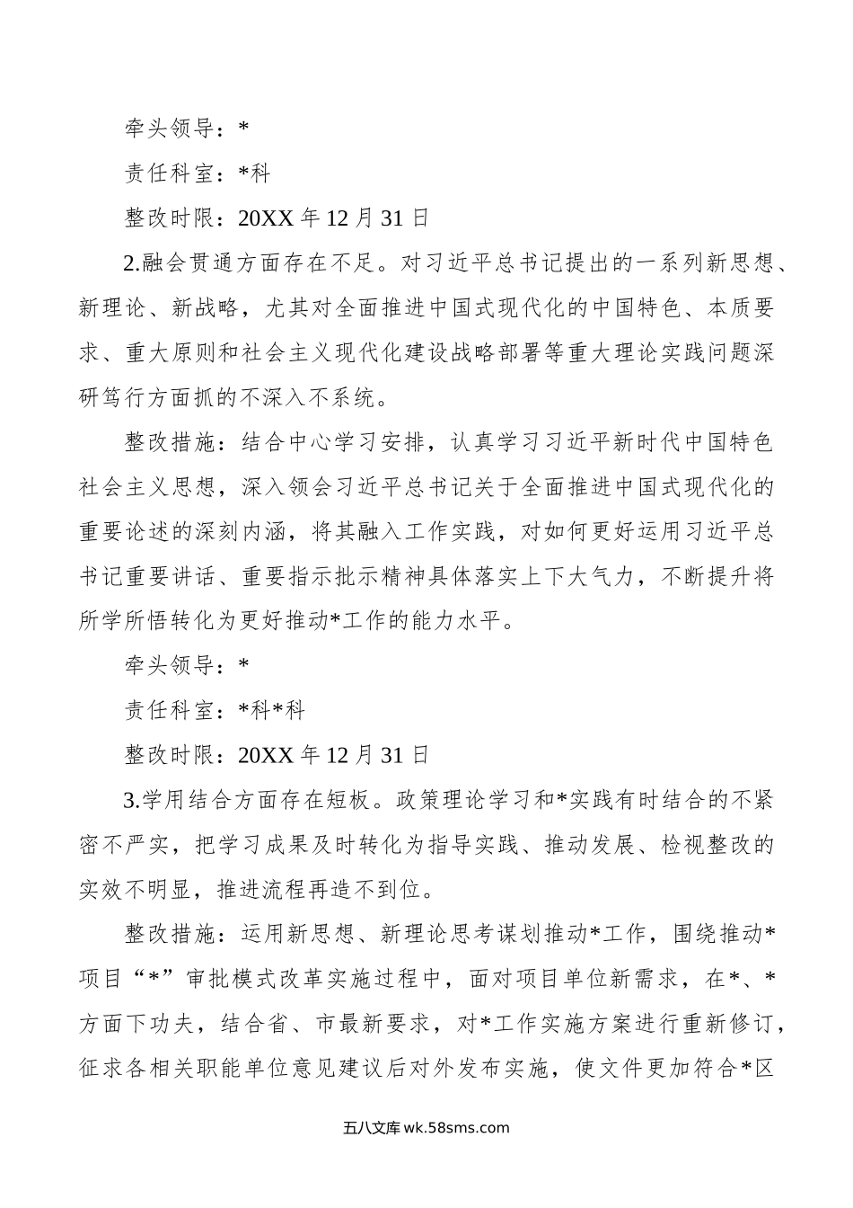 行政审批局主题教育专题民主生活会整改工作方案.doc_第3页