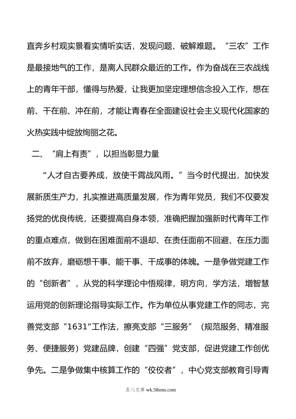 青年挺膺担当、乡村振兴有我”主题团日座谈会发言材料.doc_第3页