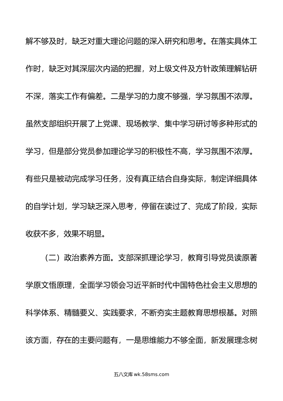 年主题教育专题组织生活会支部班子对照检查材料.doc_第3页