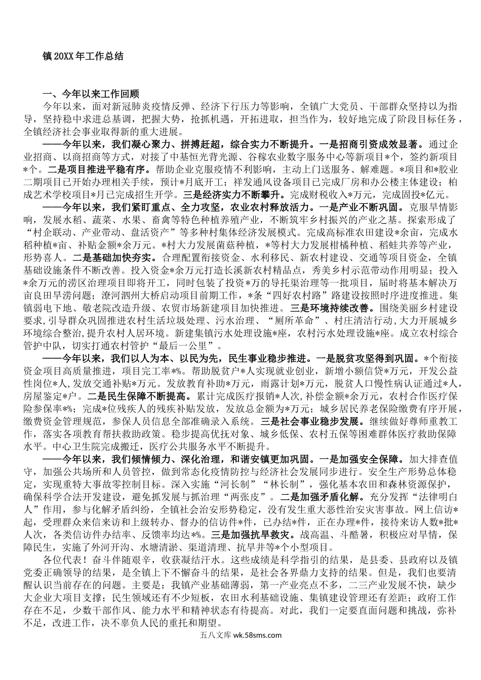 镇20XX年工作总结.doc_第1页