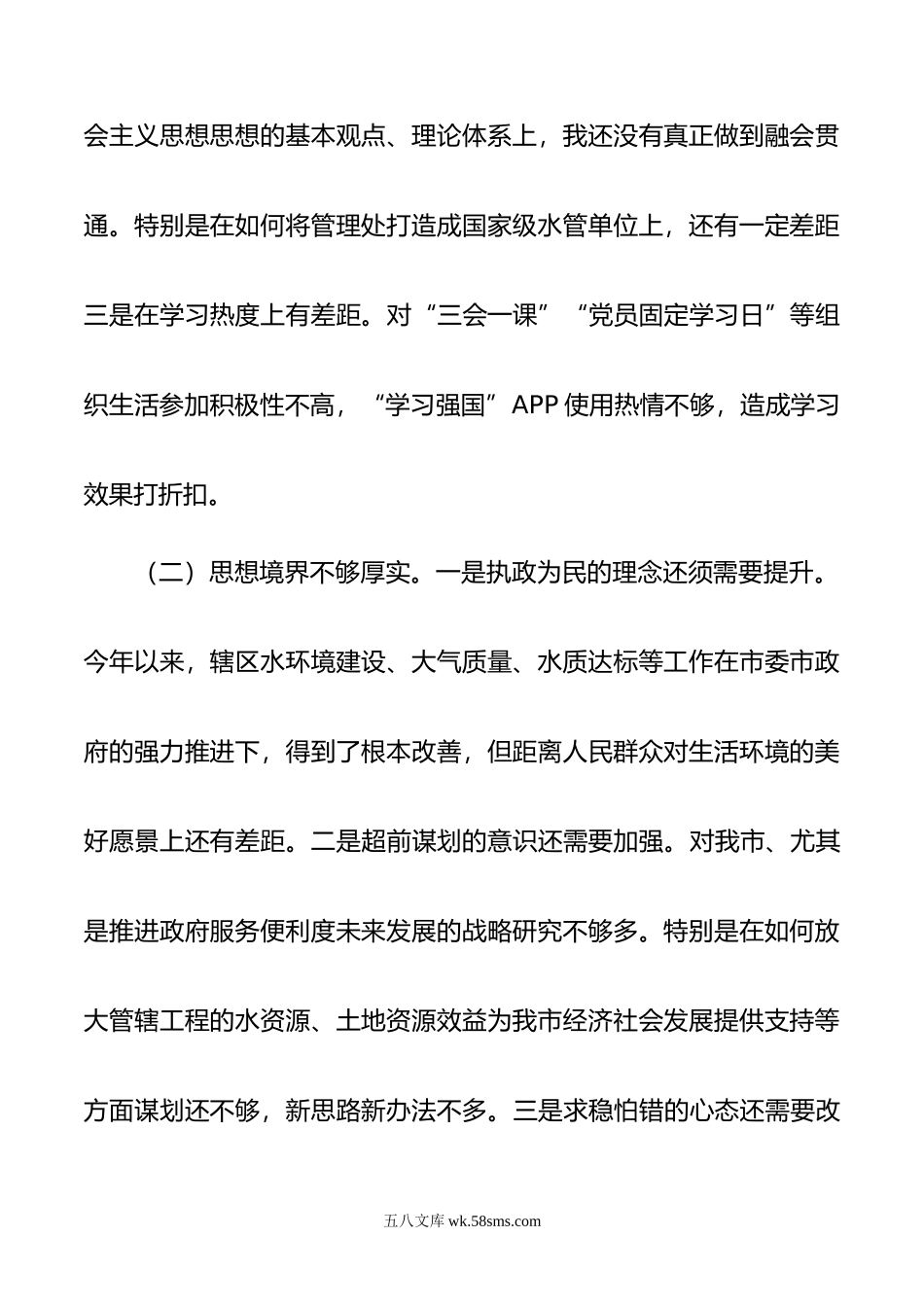 年度直属单位一把手民主生活会对照检查材料.doc_第2页