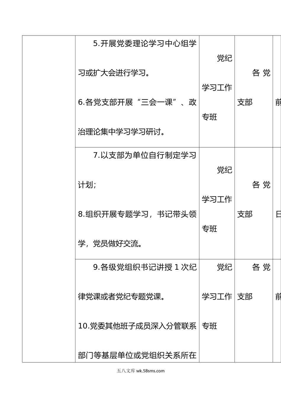 年党纪学习教育各党组织任务清单（表格版）.doc_第3页