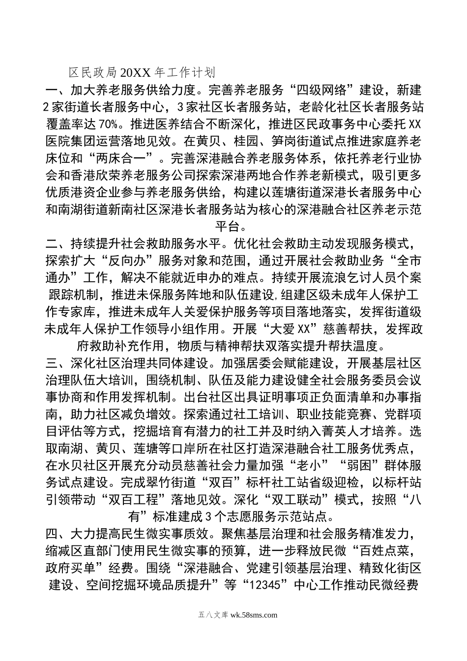 区民政局20XX年工作计划.docx_第1页