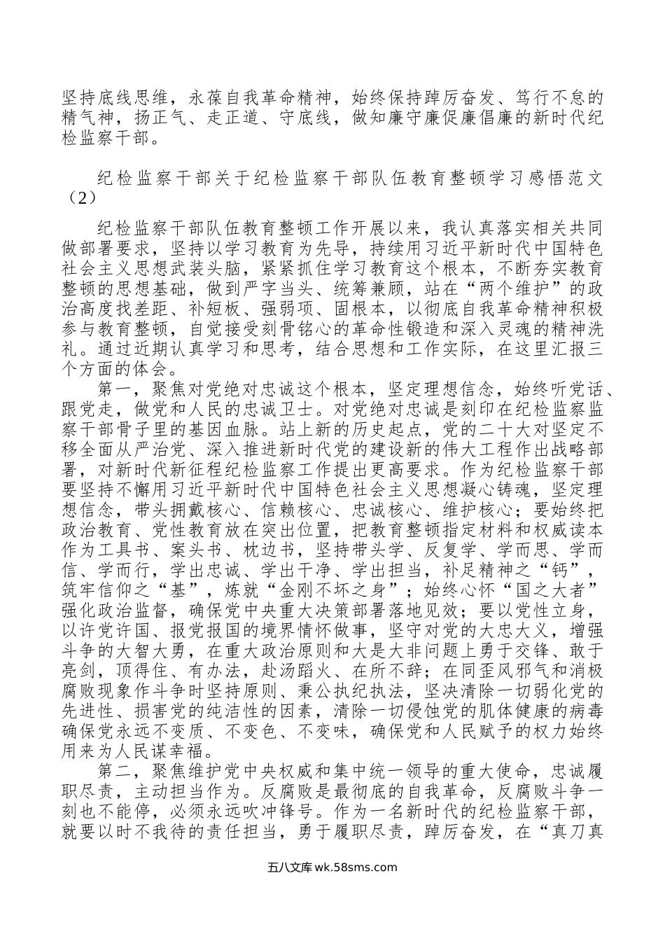 4篇纪检监察干部队伍教育整顿研讨发言材料学习心得体会.doc_第3页