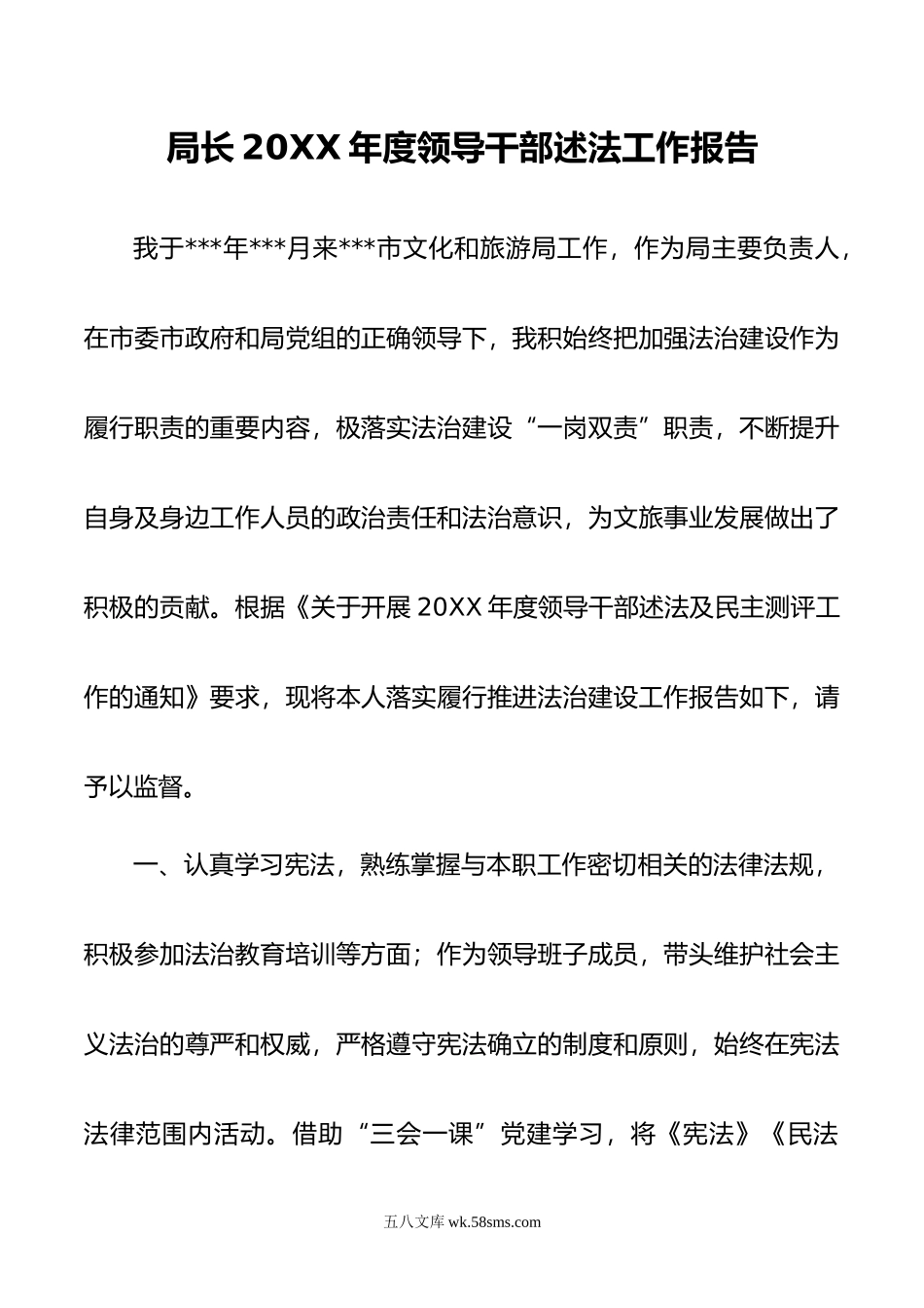 局长年度领导干部述法工作报告.doc_第1页