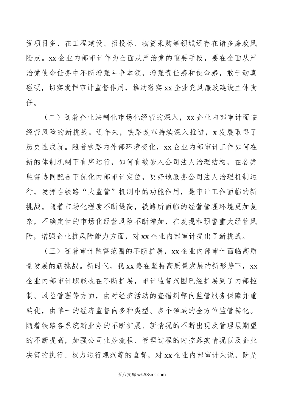 年国有企业内部审计工作推进会议讲话公司.doc_第2页