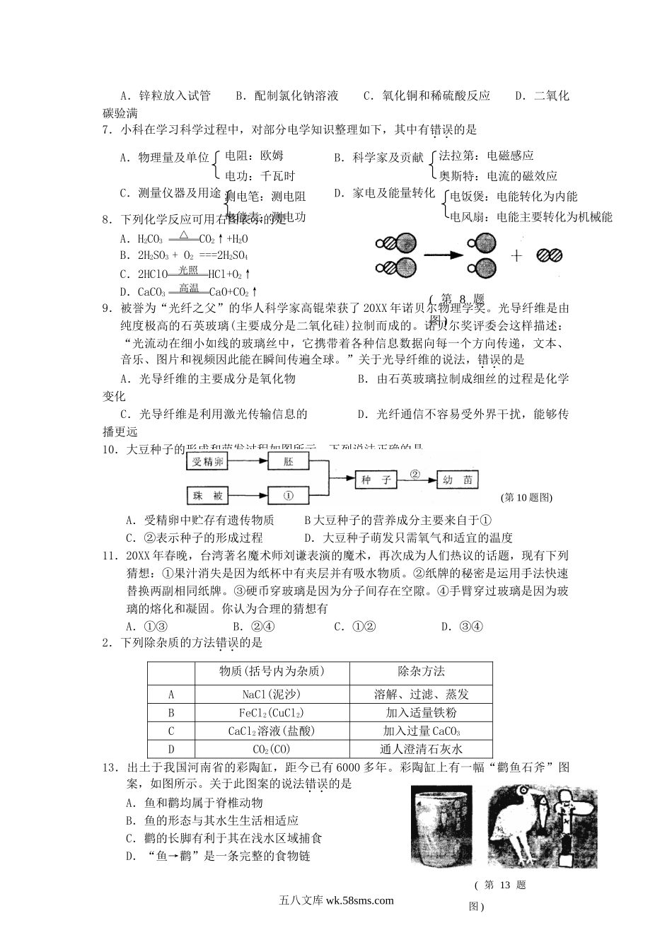 2010浙江省宁波市中考科学真题及答案.doc_第2页