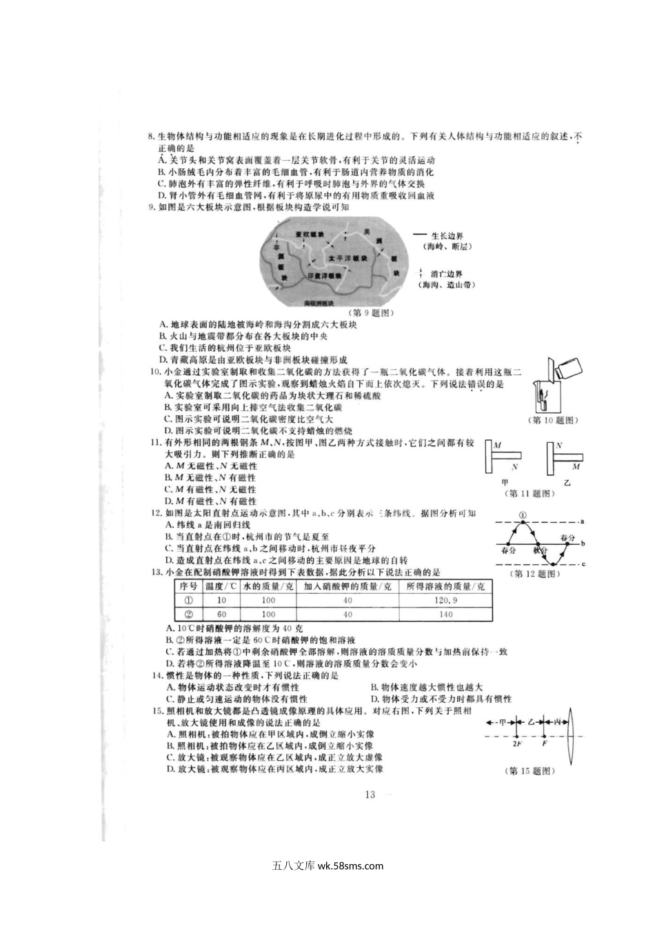 2020年浙江杭州中考科学真题及答案.doc_第3页