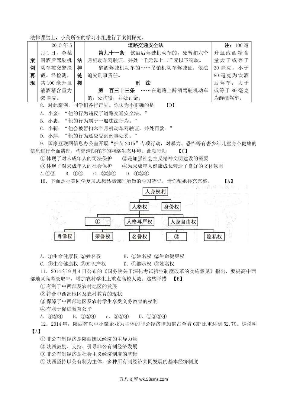 2015年陕西省中考文科综合真题及答案.doc_第2页