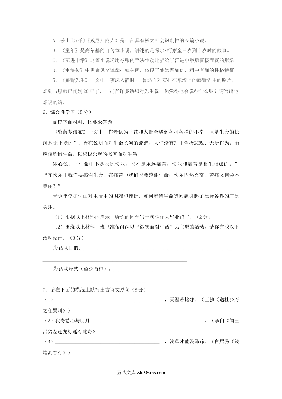 2011年海南省海口市中考语文真题及答案.doc_第2页