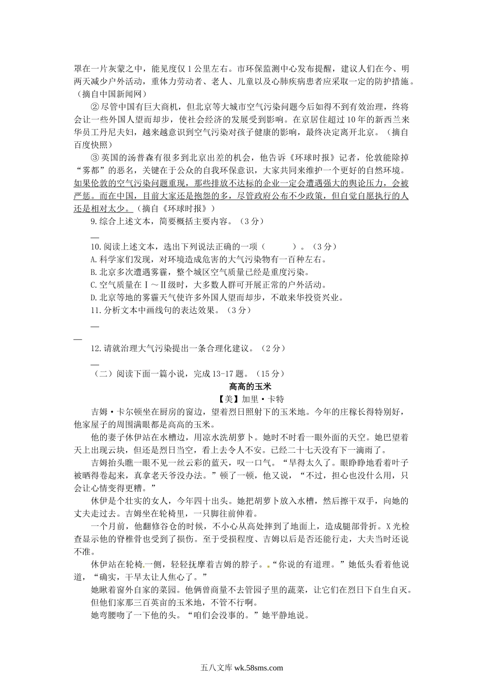 2013浙江省丽水市中考语文真题及答案.doc_第3页