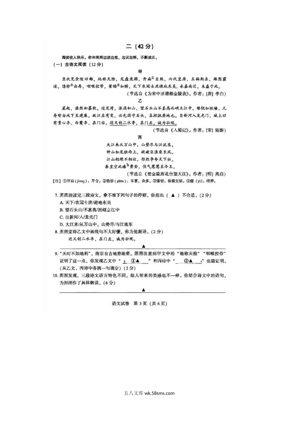 2021年江苏省南京市中考语文真题.doc_第3页