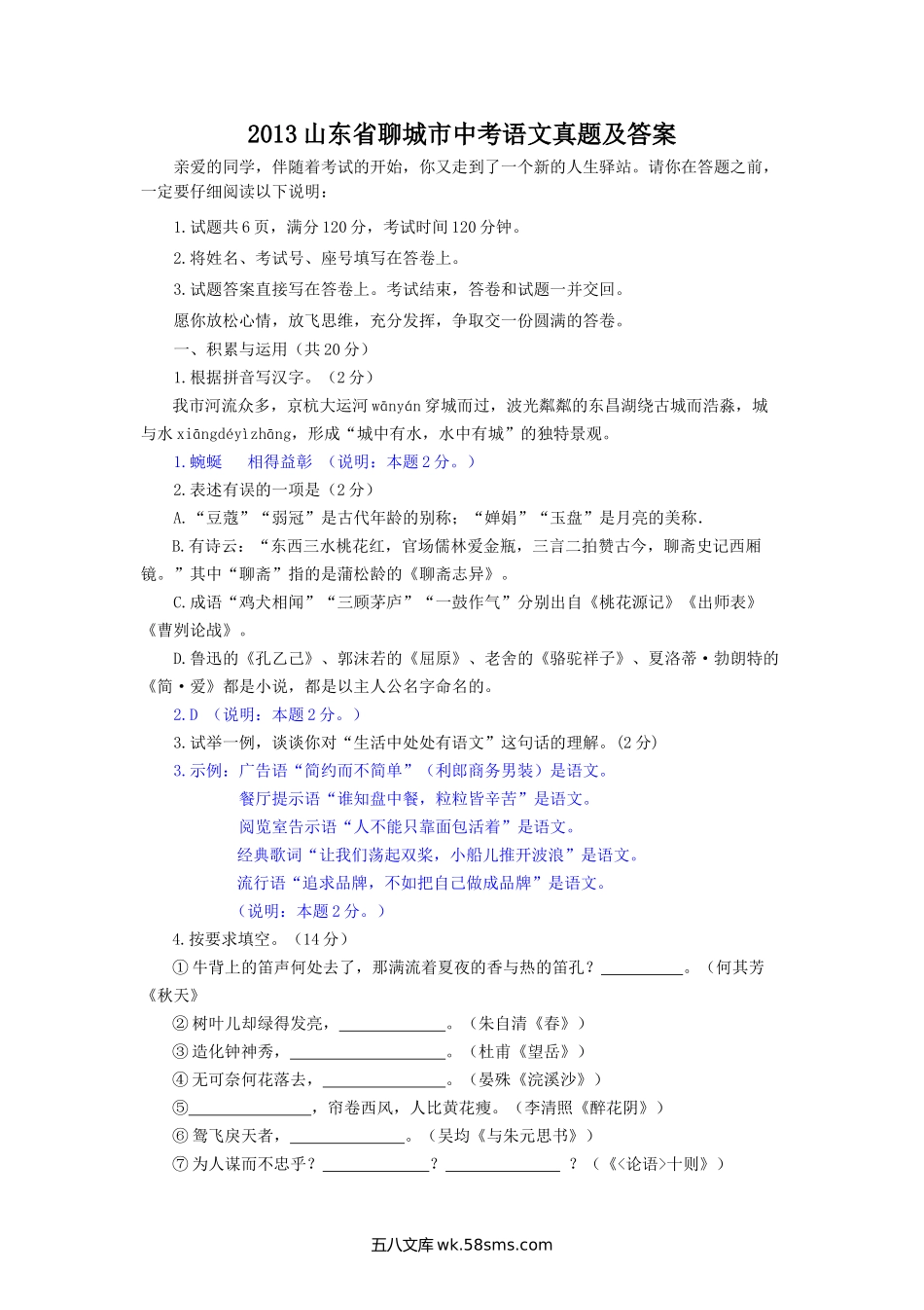2013山东省聊城市中考语文真题及答案.doc_第1页