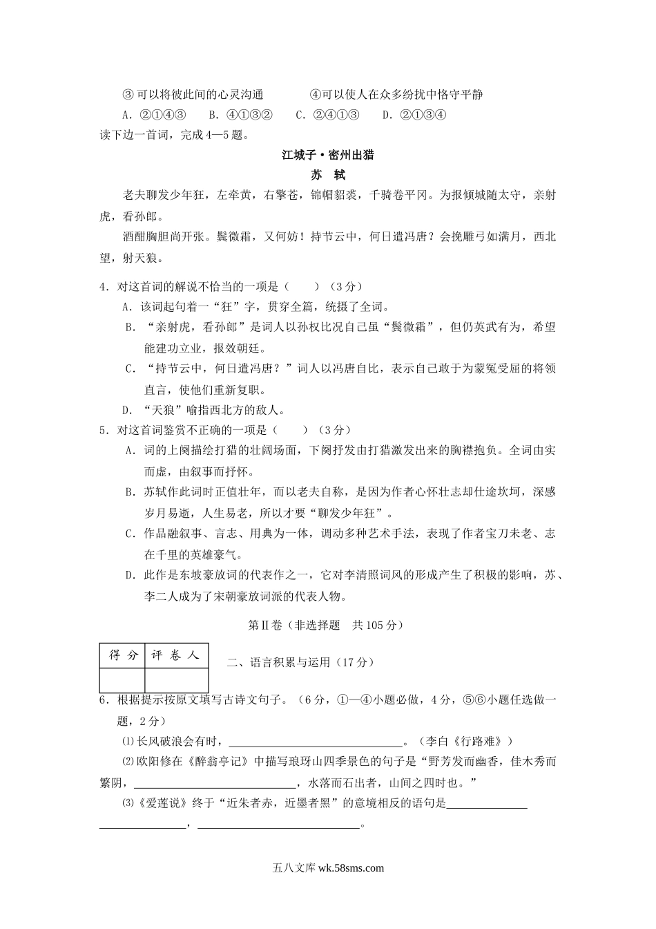 2007年四川省资阳市中考语文真题及答案.doc_第2页