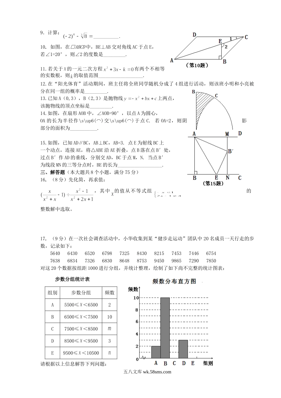 2016年河南三门峡中考数学真题及答案.doc_第2页