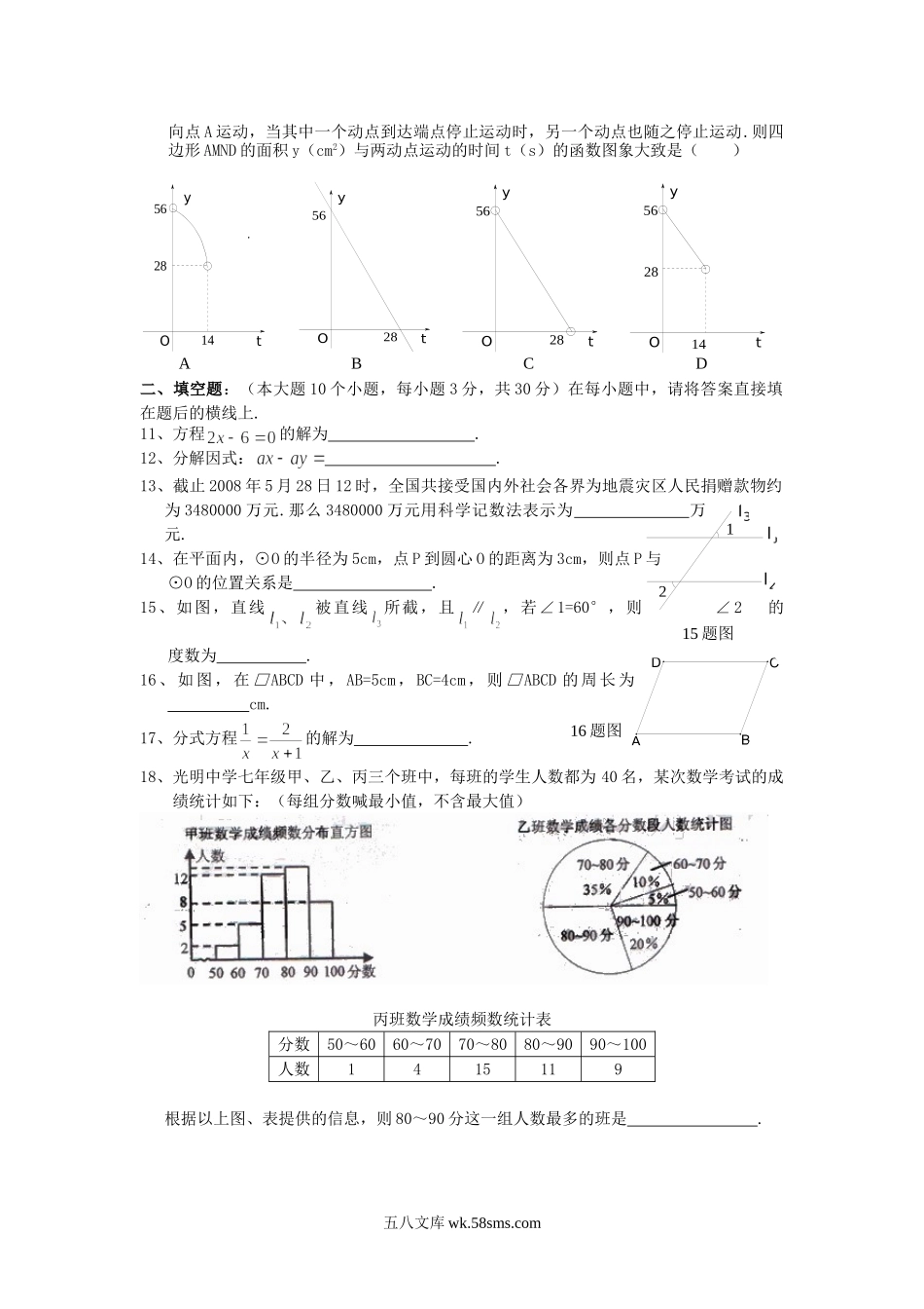 2008年重庆大渡口中考数学真题及答案.doc_第2页