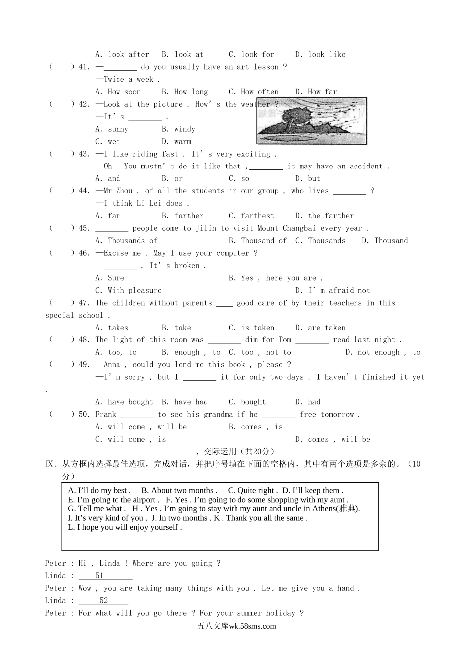 2004年吉林白城中考英语真题及答案.doc_第3页