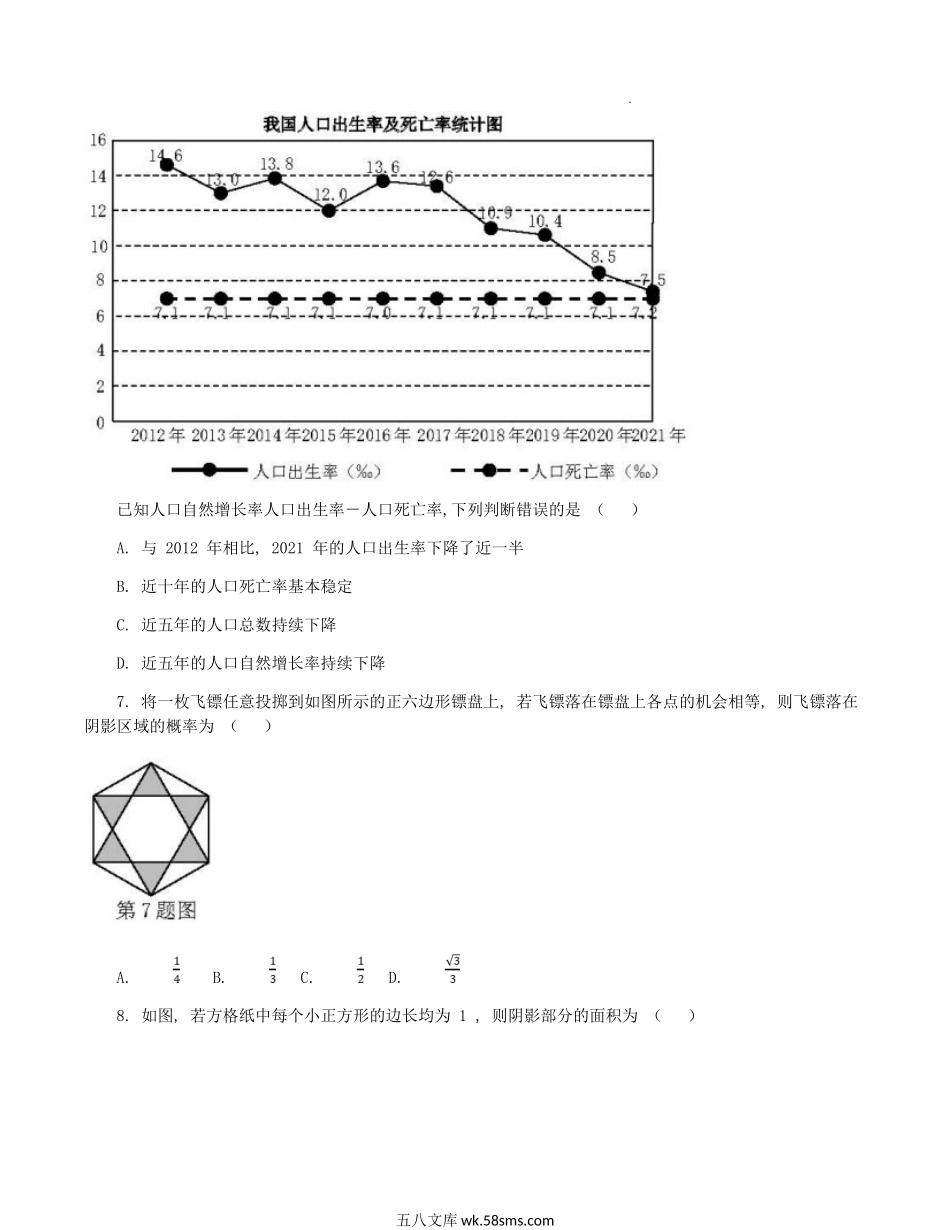 2022年江苏徐州中考数学真题及答案.doc_第2页